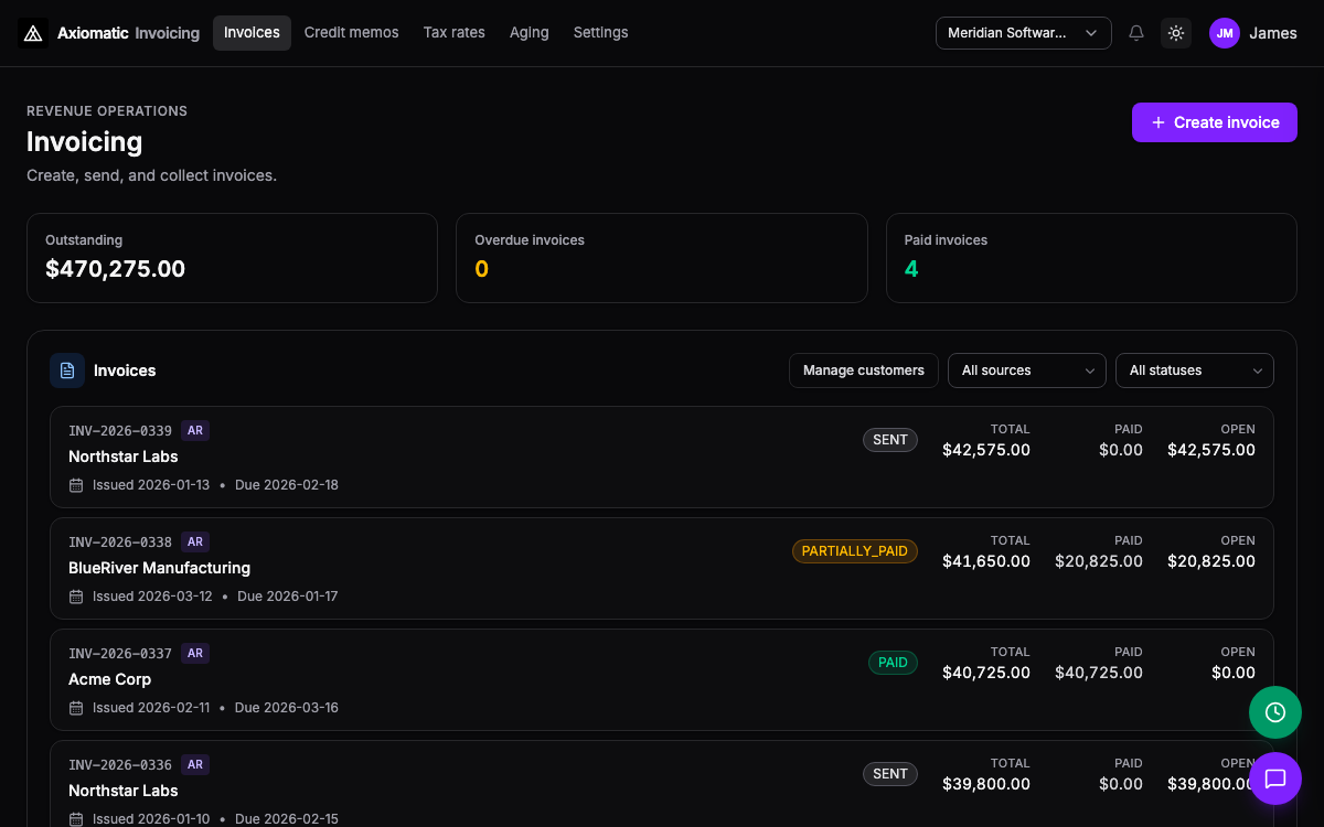 Invoicing — invoices and receivables in TripleBooks